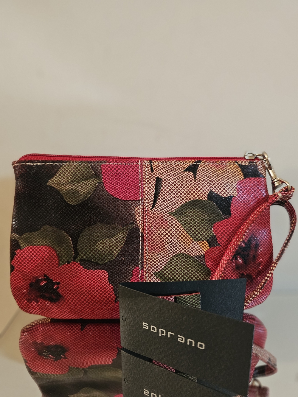 Soprano Red Floral Wristlet Clutch